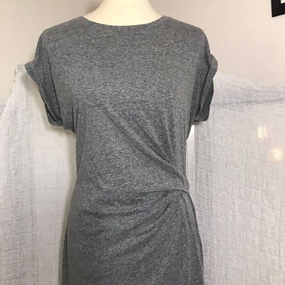 GAP Gray Short Sleeve Dress Gathered Dress Waist Size M - Picture 5 of 11